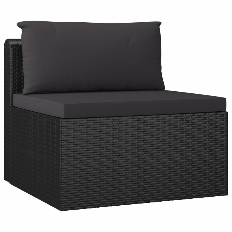 5 Piece Garden Lounge Set with Cushions Poly Rattan Black