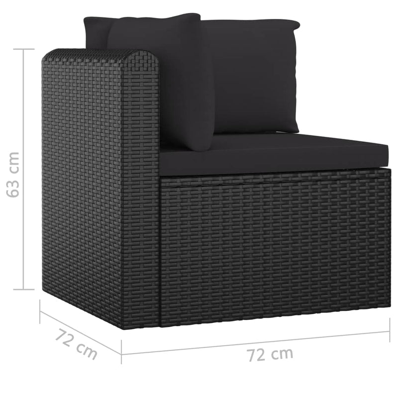 5 Piece Garden Lounge Set with Cushions Poly Rattan Black