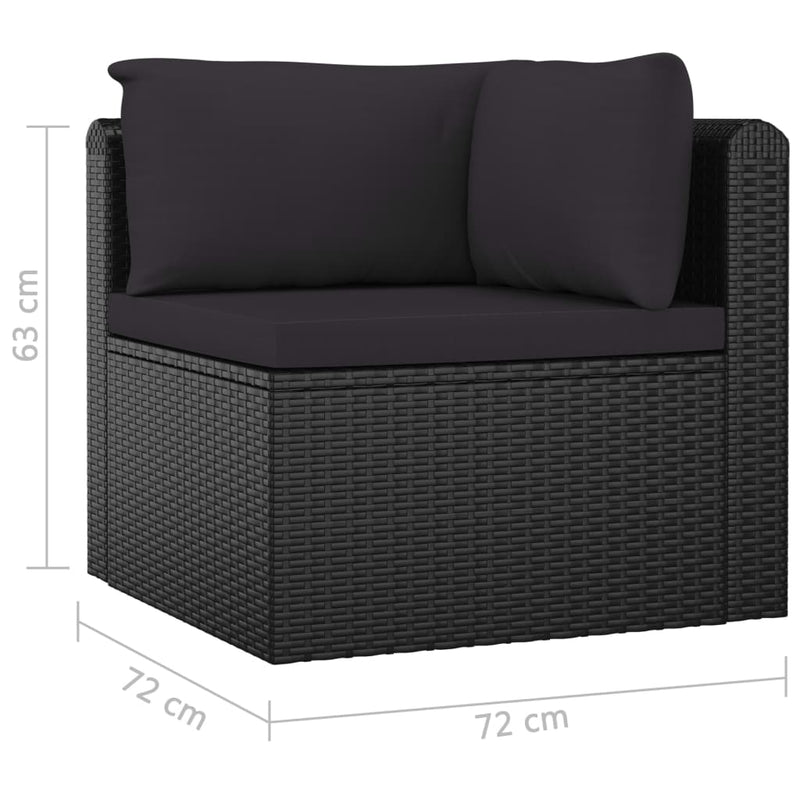 5 Piece Garden Lounge Set with Cushions Poly Rattan Black