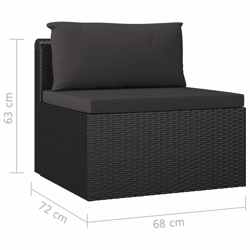 5 Piece Garden Lounge Set with Cushions Poly Rattan Black