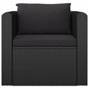 Single Sofa with Cushions Poly Rattan Black