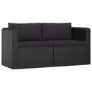 2 Piece Garden Sofa Set with Cushions Poly Rattan Black