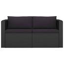 2 Piece Garden Sofa Set with Cushions Poly Rattan Black