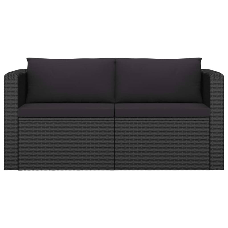 2 Piece Garden Sofa Set with Cushions Poly Rattan Black