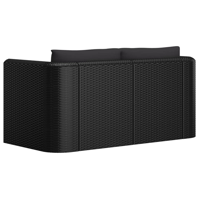 2 Piece Garden Sofa Set with Cushions Poly Rattan Black