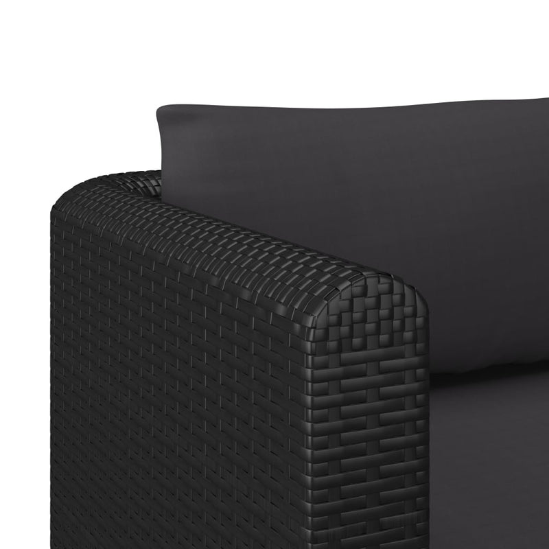 2 Piece Garden Sofa Set with Cushions Poly Rattan Black