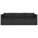 3 Piece Garden Sofa Set with Cushions Poly Rattan Black