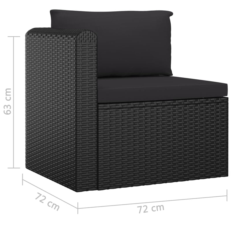 3 Piece Garden Sofa Set with Cushions Poly Rattan Black