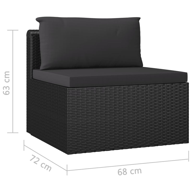 3 Piece Garden Sofa Set with Cushions Poly Rattan Black