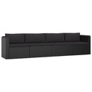 4 Piece Garden Sofa Set with Cushions Poly Rattan Black