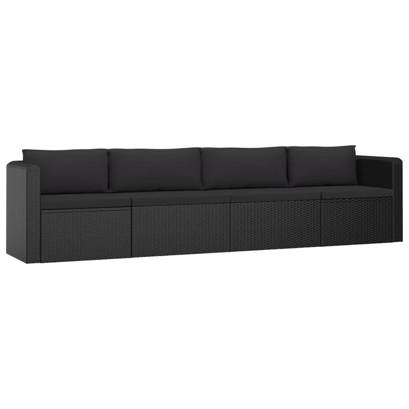 4 Piece Garden Sofa Set with Cushions Poly Rattan Black