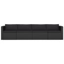 4 Piece Garden Sofa Set with Cushions Poly Rattan Black