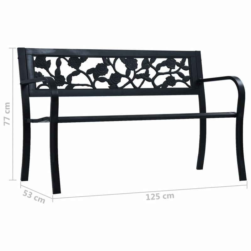 Garden Bench 125 cm Black Steel