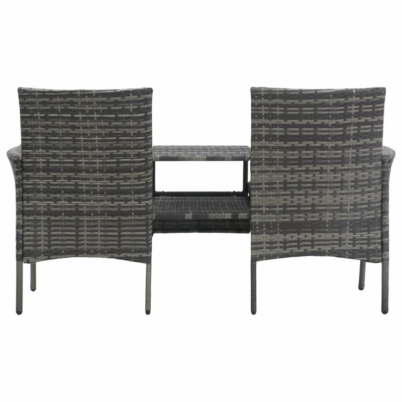 2-Seater Garden Sofa with Tea Table Poly Rattan Anthracite