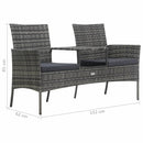 2-Seater Garden Sofa with Tea Table Poly Rattan Anthracite