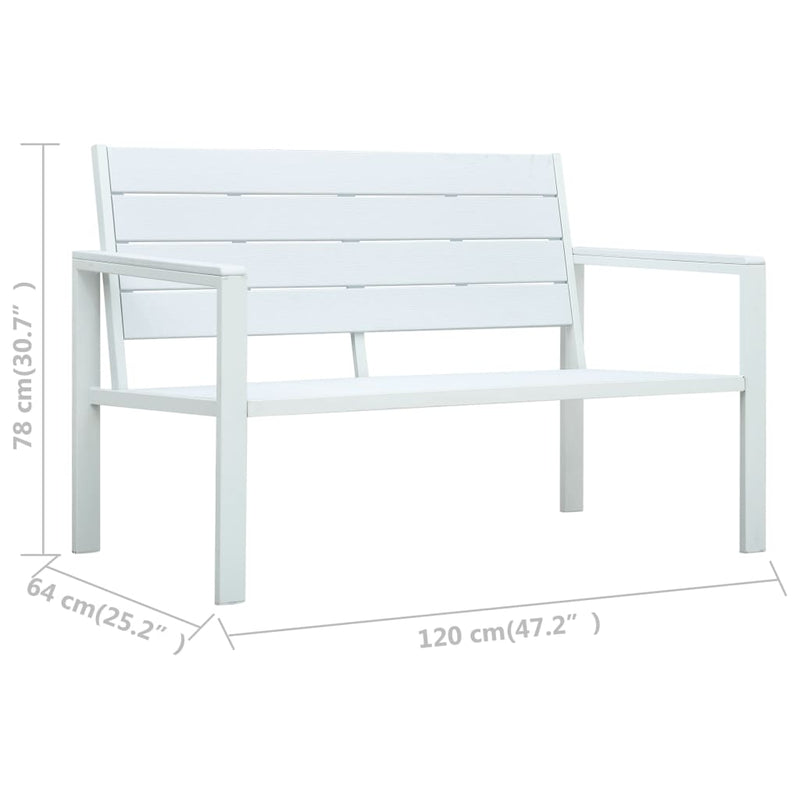 Garden Bench 120 cm HDPE White Wood Look