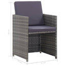 3 Piece Bistro Set with Cushions Poly Rattan Grey