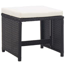 Garden Stools 2 pcs with Cushions Poly Rattan Black