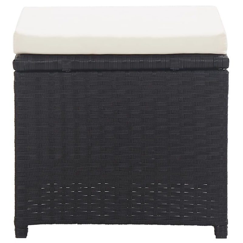Garden Stools 2 pcs with Cushions Poly Rattan Black