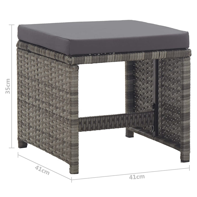 Garden Stools 2 pcs with Cushions Poly Rattan Anthracite