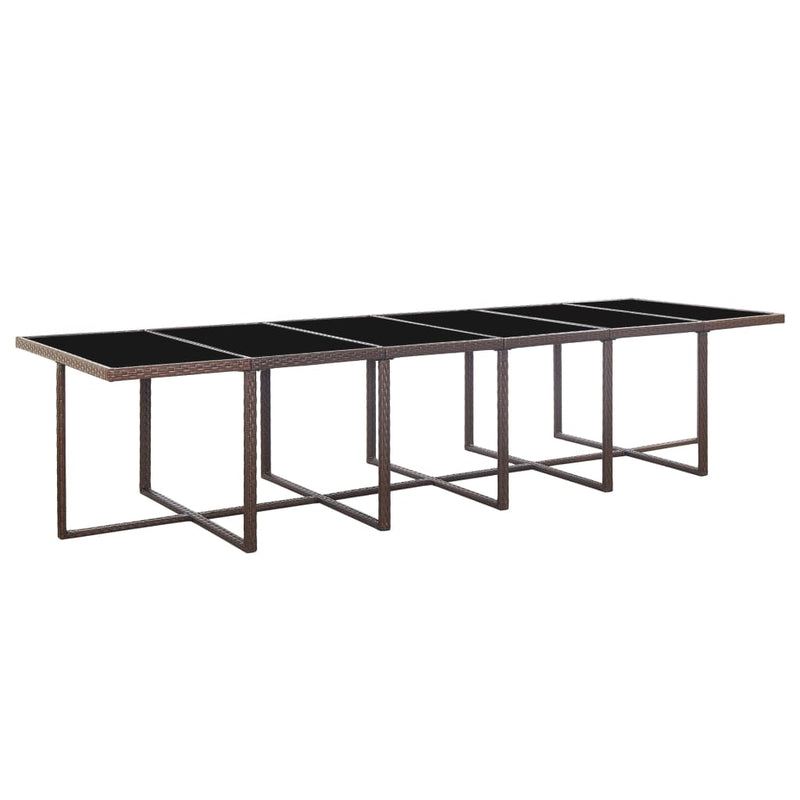 17 Piece Outdoor Dining Set with Cushions Poly Rattan Brown