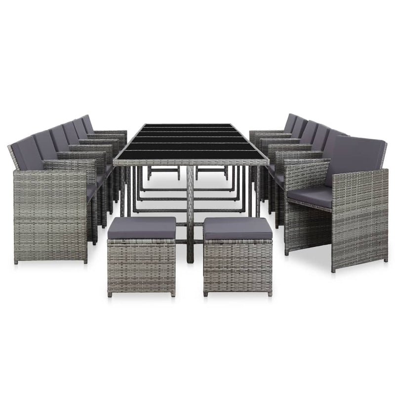 17 Piece Outdoor Dining Set with Cushions Poly Rattan Anthracite
