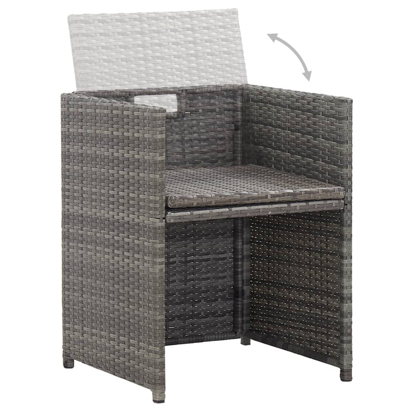 17 Piece Outdoor Dining Set with Cushions Poly Rattan Anthracite