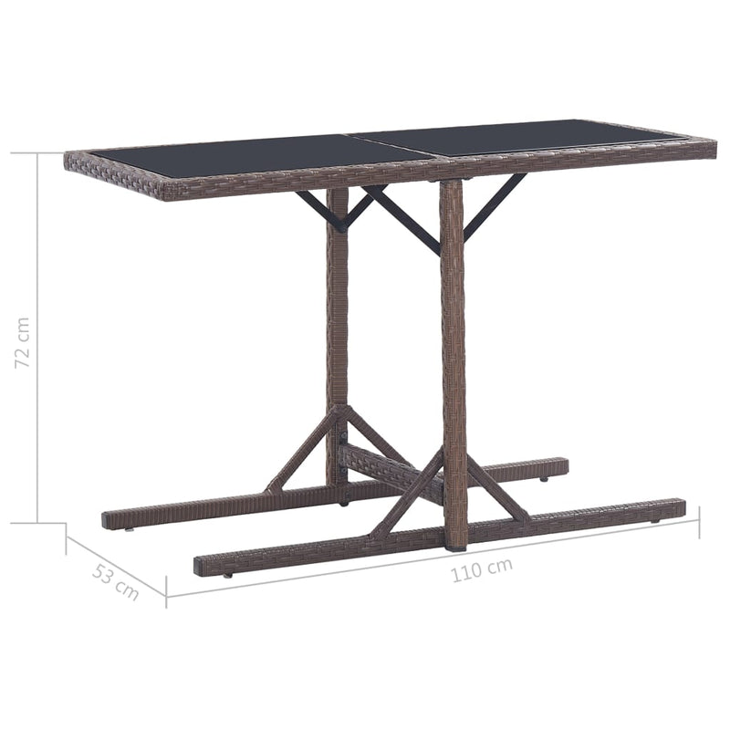 Garden Table Brown 110x53x72 cm and Poly Rattan