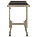 Garden Table Beige 110x53x72 cm Glass and Poly Rattan