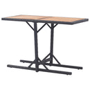 Garden Table Black Solid Acacia Wood and Poly Rattan