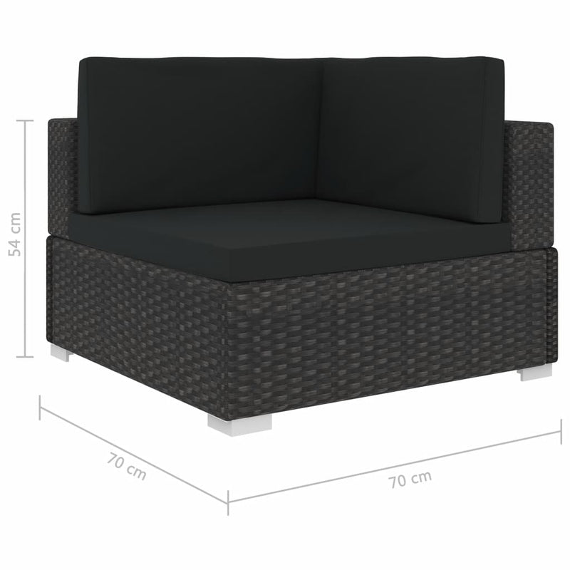 7 Piece Garden Lounge Set with Cushions Poly Rattan Black