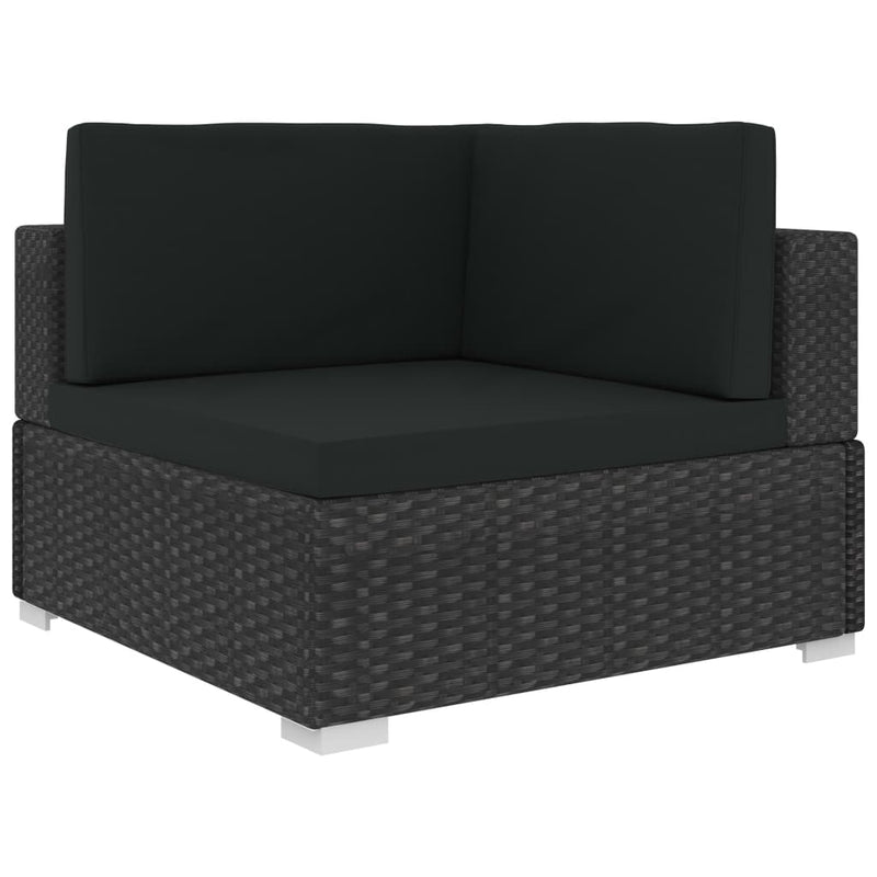 7 Piece Garden Lounge Set Black with Cushions Poly Rattan