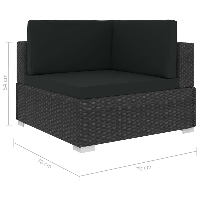 7 Piece Garden Lounge Set Black with Cushions Poly Rattan