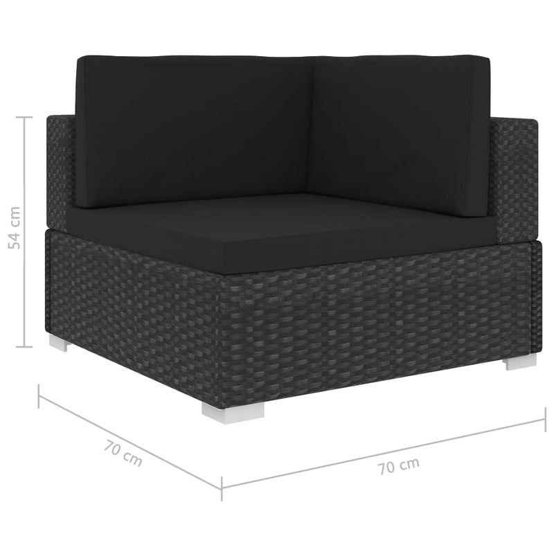 6 Piece Garden Lounge Set Black with Cushions Poly Rattan