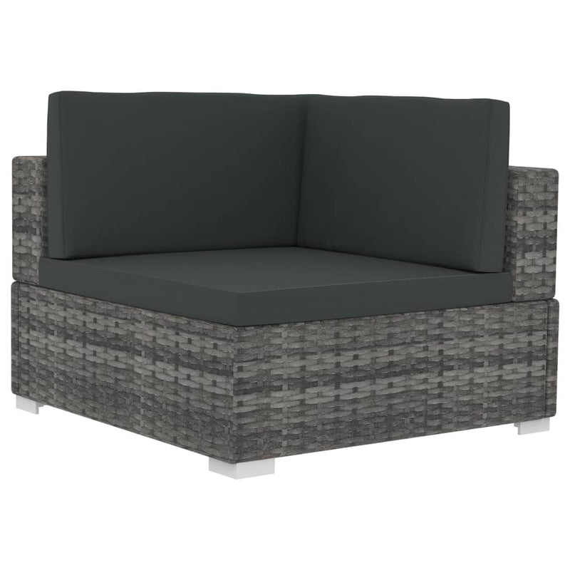 Sectional Corner Chairs 2 pcs with Cushions Poly Rattan Grey