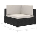 3 Piece Garden Sofa Set with Cushions Poly Rattan Black
