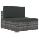 3 Piece Garden Sofa Set with Cushions Poly Rattan Grey
