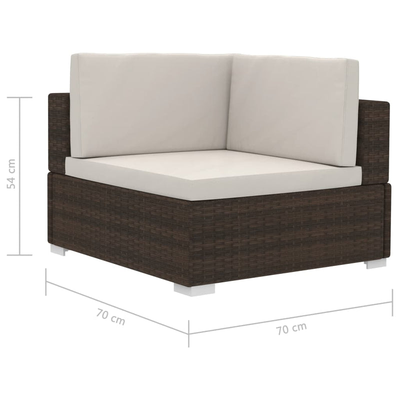 4 Piece Garden Sofa Set with Cushions Poly Rattan Brown