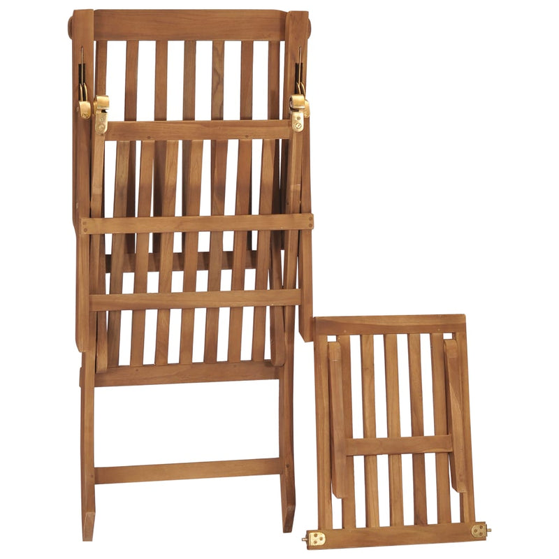 Deck Chair with Cushion Cream White Solid Teak Wood