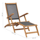 Deck Chair with Footrest Solid Teak Wood Black