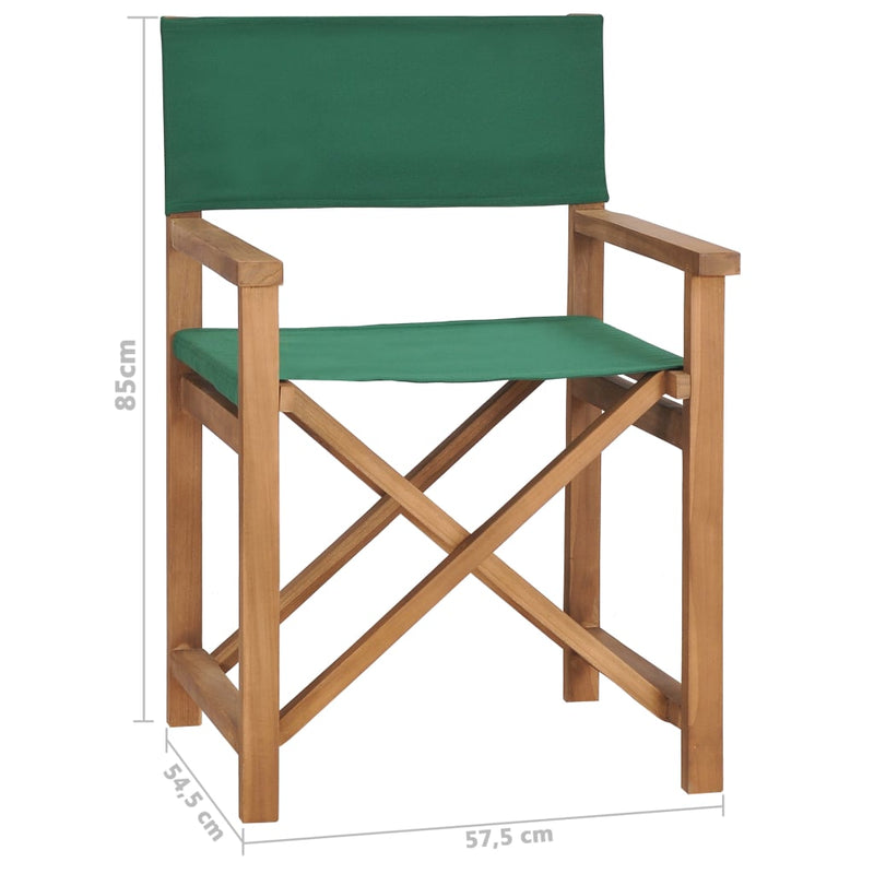 Director's Chair Solid Teak Wood Green