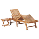 Sun Lounger with Table Solid Teak Wood
