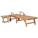 Sun Lounger with Table Solid Teak Wood