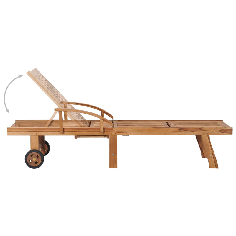 Sun Lounger with Table Solid Teak Wood