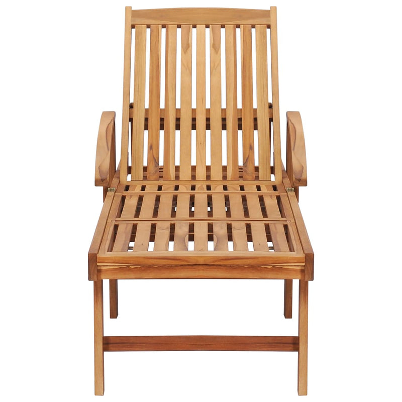 Sun Lounger with Table Solid Teak Wood