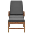 Sun Lounger with Cushion Solid Teak Wood Dark Grey