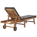 Sun Lounger with Cushion Solid Teak Wood Dark Grey