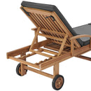 Sun Lounger with Cushion Solid Teak Wood Dark Grey
