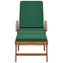 Sun Lounger with Cushion Solid Teak Wood Green