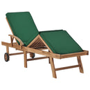 Sun Lounger with Cushion Solid Teak Wood Green